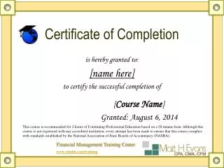 Certificate of Completion