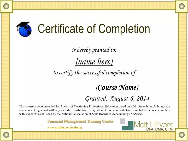 certificate of completion templates free download