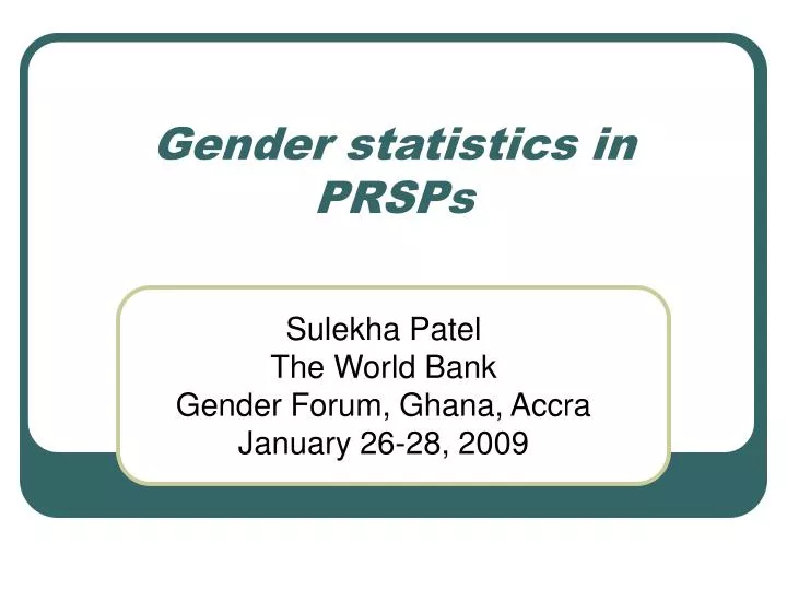 gender statistics in prsps
