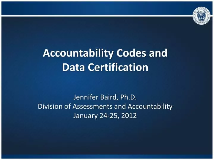 accountability codes and data certification