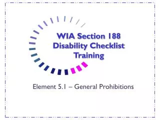 WIA Section 188 Disability Checklist Training