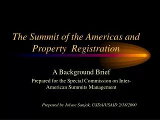 The Summit of the Americas and Property Registration