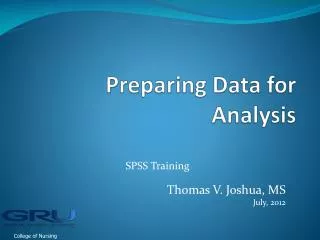 Preparing Data for Analysis