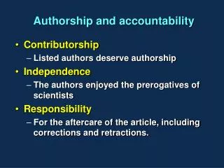 Authorship and accountability