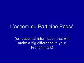 l accord du participe pass