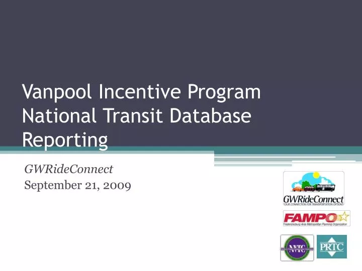 vanpool incentive program national transit database reporting