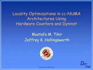 Locality Optimizations in cc-NUMA Architectures Using Hardware Counters and Dyninst