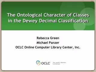 The Ontological Character of Classes in the Dewey Decimal Classification