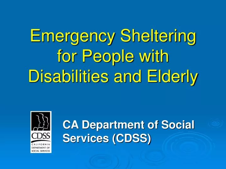 emergency sheltering for people with disabilities and elderly