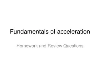 fundamentals of acceleration