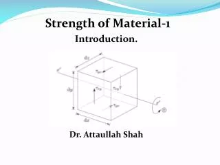 Strength of Material-1 Introduction. Dr. Attaullah Shah