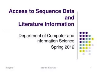 Access to Sequence Data and Literature Information