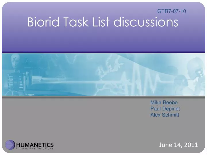biorid task list discussions