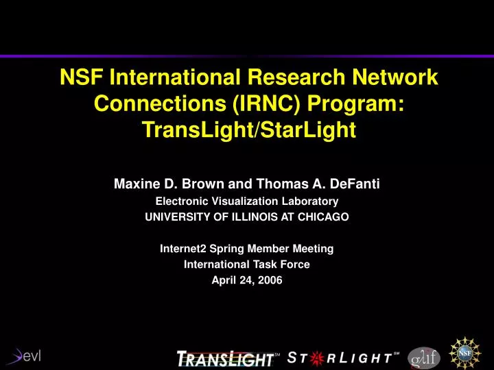 nsf international research network connections irnc program translight starlight