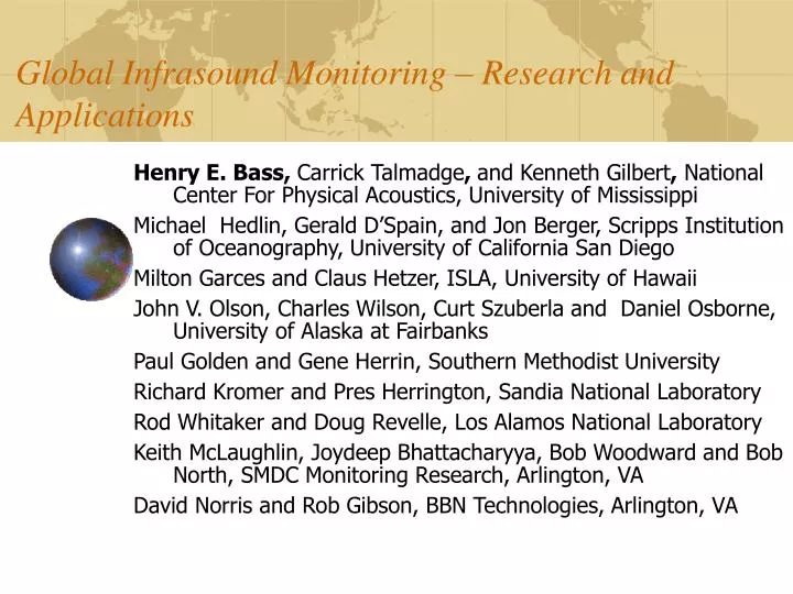 global infrasound monitoring research and applications
