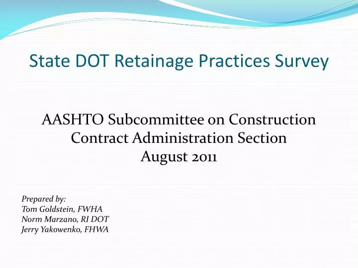state dot retainage practices survey
