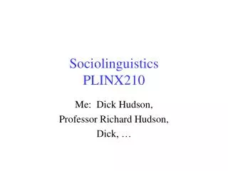 Sociolinguistics PLINX210