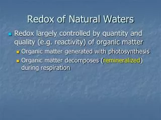 Redox of Natural Waters