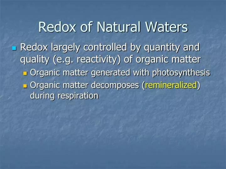 redox of natural waters