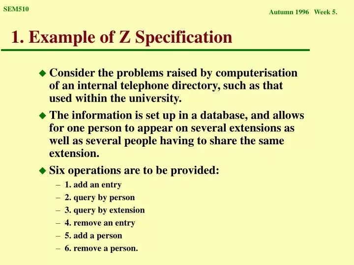 1 example of z specification