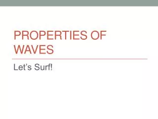 Properties of Waves