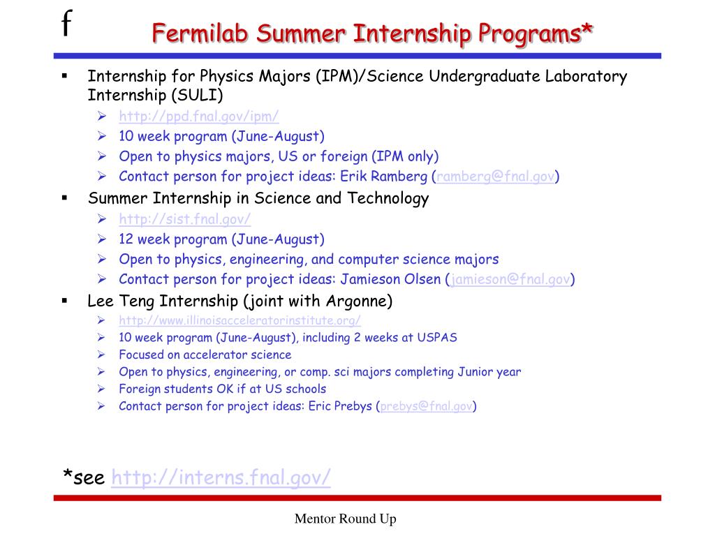 PPT Fermilab Summer Internship Programs* PowerPoint Presentation