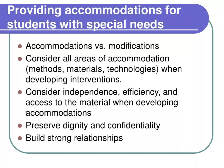 providing accommodations for students with special needs