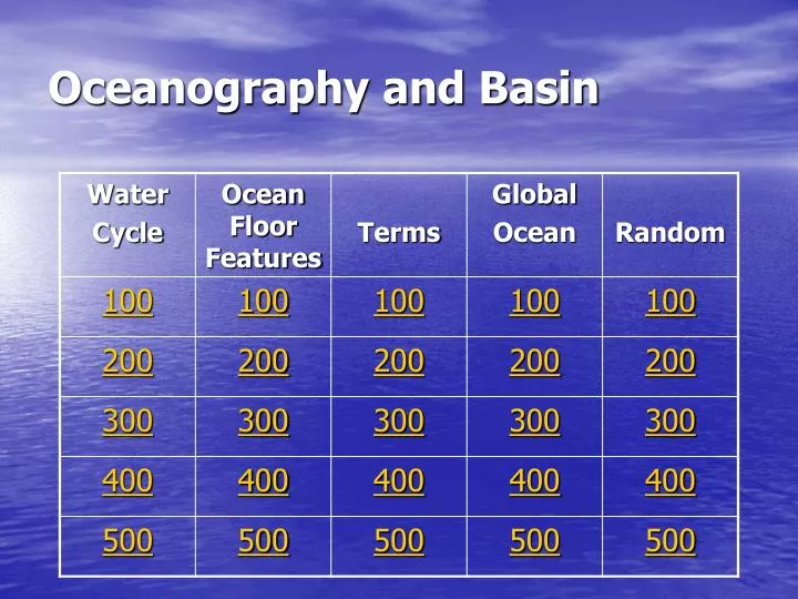 oceanography and basin