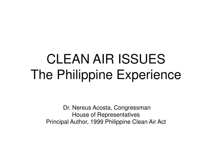 clean air issues the philippine experience