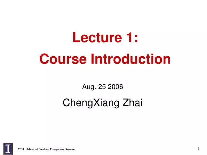 lecture 1 course introduction