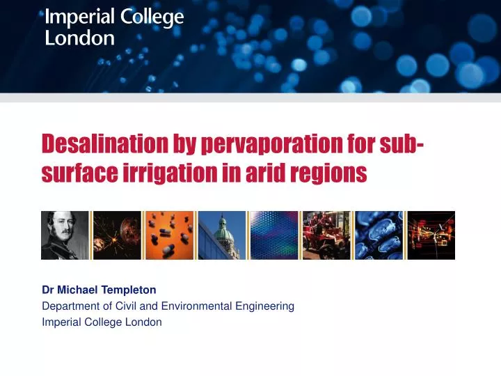 desalination by pervaporation for sub surface irrigation in arid regions