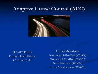 Adaptive Cruise Control (ACC)