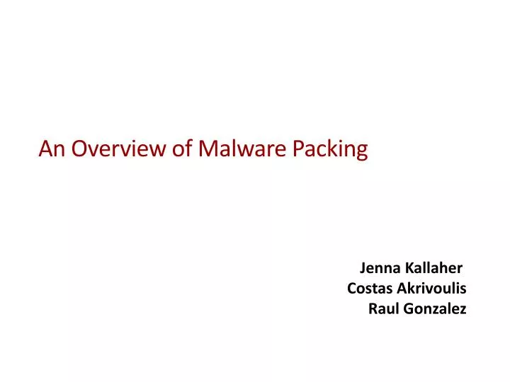 an overview of malware packing