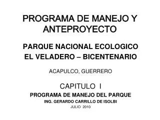 programa de manejo y anteproyecto