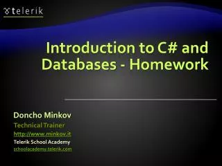 Introduction to C# and Databases - Homework