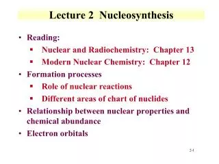 Lecture 2 Nucleosynthesis