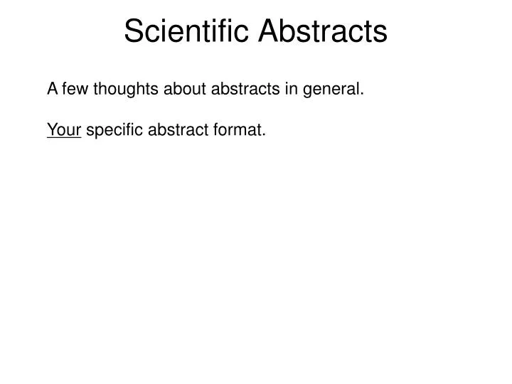scientific abstracts