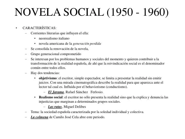 novela social 1950 1960