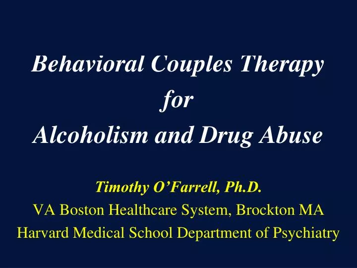 behavioral couples therapy for alcoholism and drug abuse