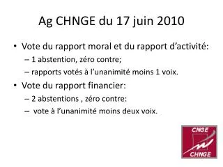 Ag CHNGE du 17 juin 2010