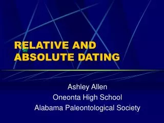 RELATIVE AND ABSOLUTE DATING