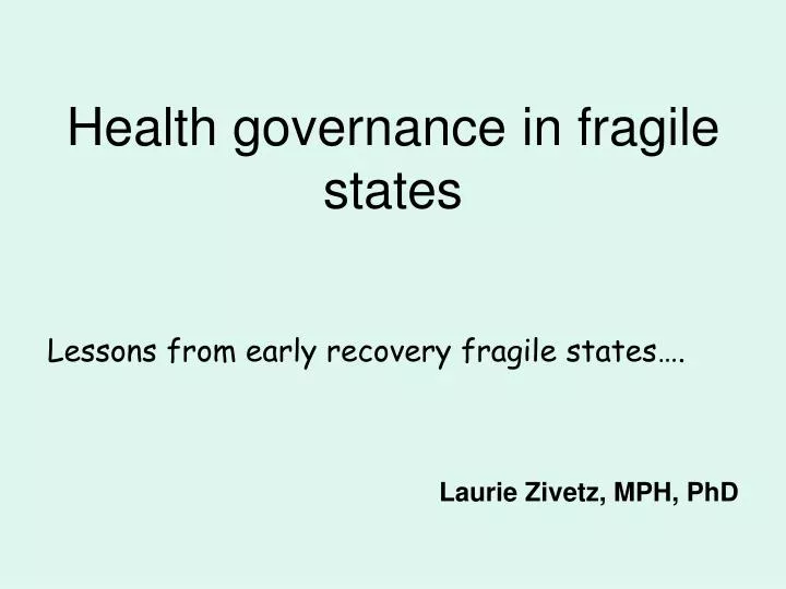health governance in fragile states