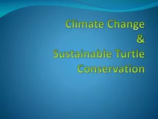 Climate Change &amp; Sustainable Turtle Conservation