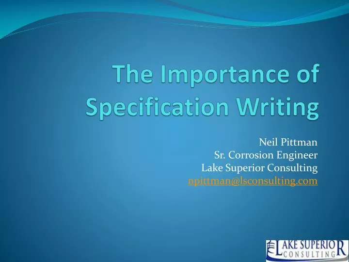 the importance of specification writing
