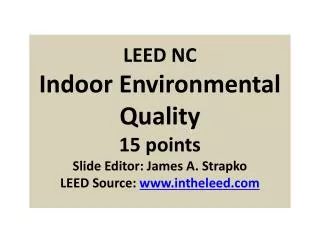 EQ Prerequisite 1 Minimum Indoor Air Quality (IAQ) Performance