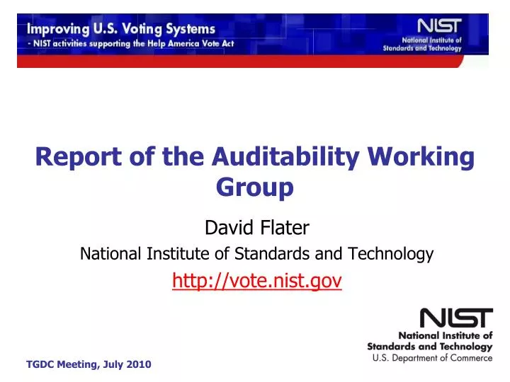 report of the auditability working group