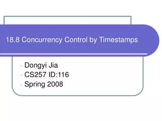 18.8 Concurrency Control by Timestamps
