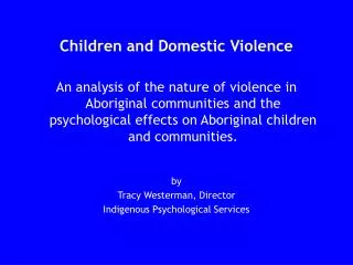 Children and Domestic Violence