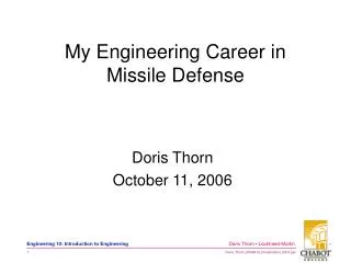 My Engineering Career in Missile Defense