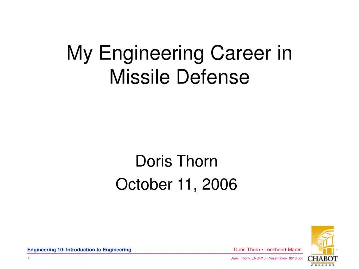 my engineering career in missile defense